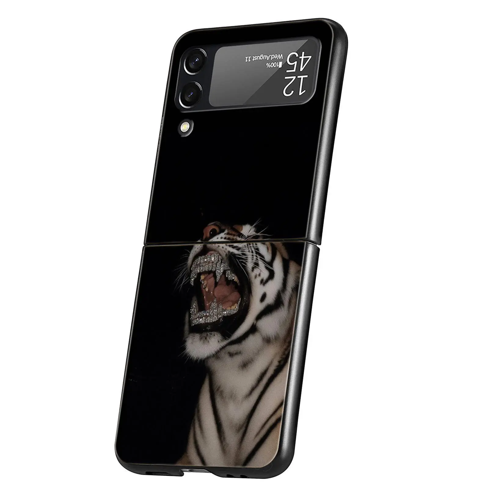 Жесткий чехол для телефона из поликарбоната для Samsung Galaxy Z Flip 7 6 5 4, черный чехол для Galaxy Z Flip 3, складной противоударный чехол с рисунком тигра (art.: 3920d953fbbdc) - 3920d953fbbdc