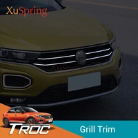 car front middle billet grille mesh for vw t roc troc 2017 2018 2019 2020 2021 horizontal trim styling garnish stripe stickers