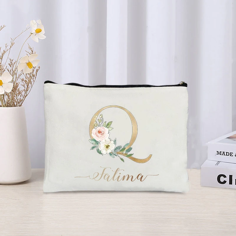 Роскошная сумка для макияжа с именем на заказ женский холщовый органайзер
