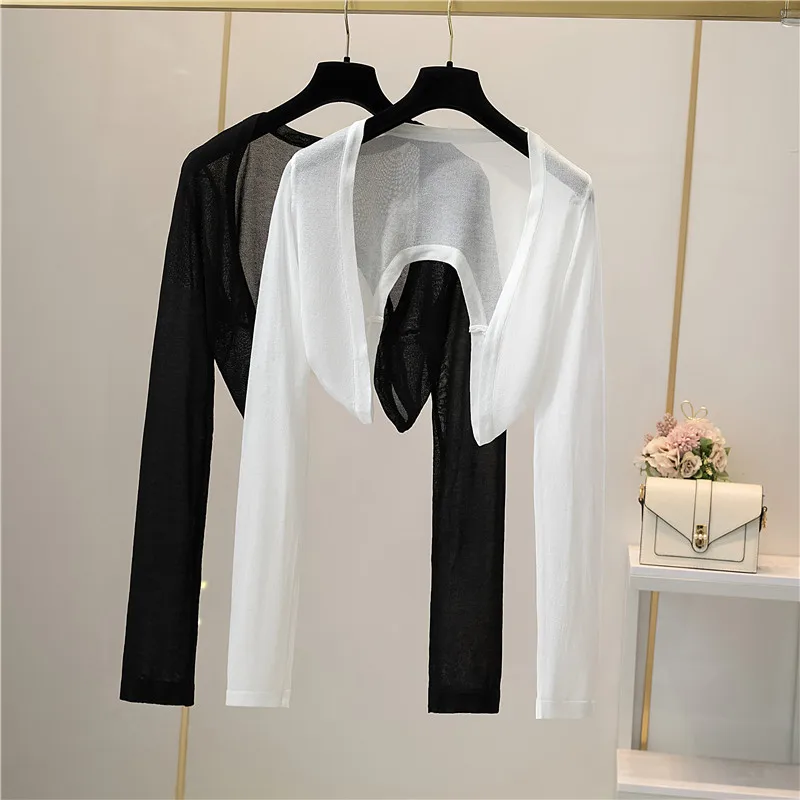 

Women Knitted Casual Sweaters Cardigans Lady Full Sleeve Thin Cardigan Outwear Crop Top Female