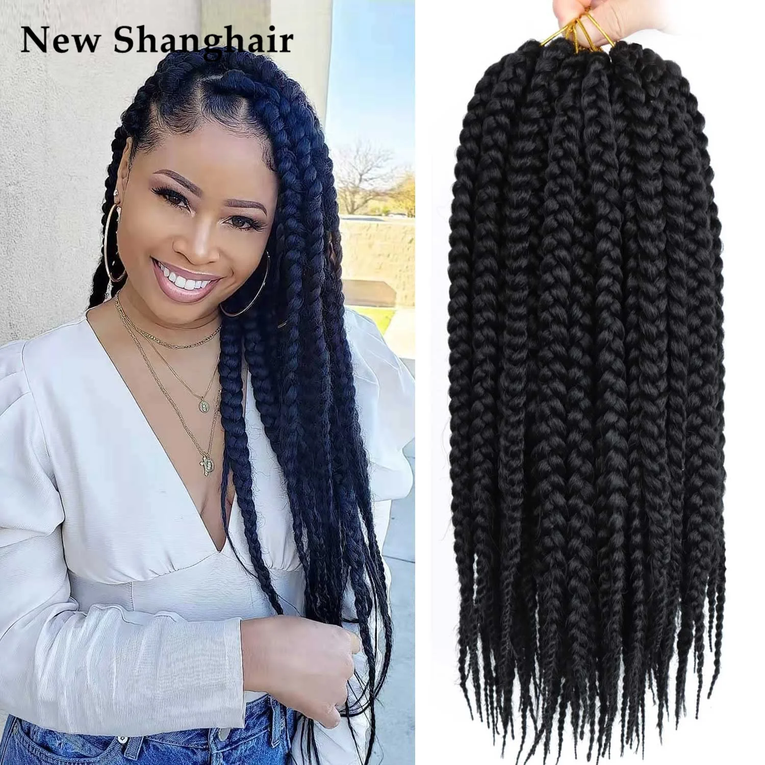 

14" Crochet Box Braids Hair pre looped Goddess Box Braiding Hair Crochet Box Braids Box Braids Crochet Hair For Black Women NS21
