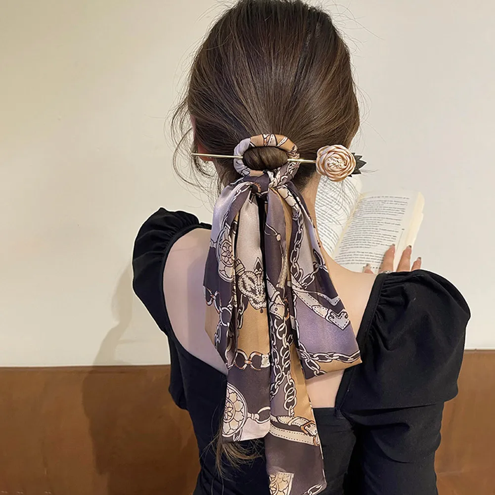 

Новинка, Роскошные Искусственные палочки ручной работы, шелковый шарф, шпильки для женщин, украшения для волос, украшения для головы