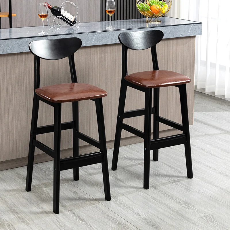 

Counter Luxury Wooden Bar Chairs Modern Outdoor High Kitchen Bar Chairs Designer Relaxing Tabouret Haut Household Items YY50BC