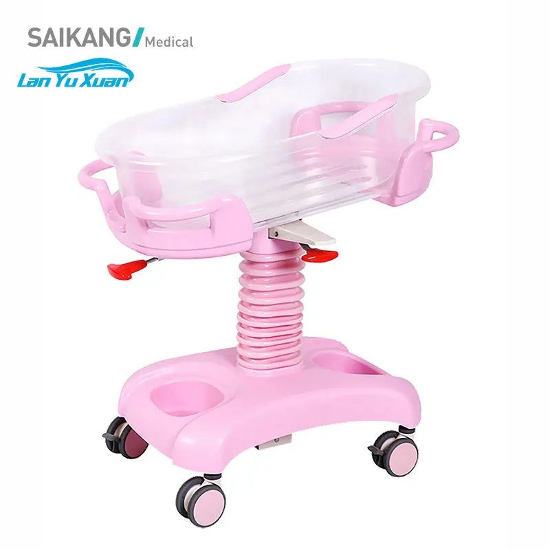 

X01-1 Lovely ABS Plastic Hydraulic 3 Function Adjustable Hospital Manual Pediatric Bed ICU Newborn Baby Crib