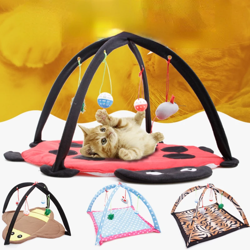

7style Cat Tent Bed With Ball Toys Mobile Activity Playing Bed Pad Cat Blanket House Pet Small Dog House Accessories Products