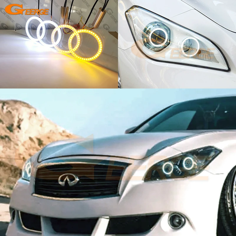 

For Infiniti M M25 M37 M56 Q70 NISSAN FUGA Y51 Ultra Bright A/W Switchback Day Light Turn Signal LED Angel Eyes Kit Halo Rings