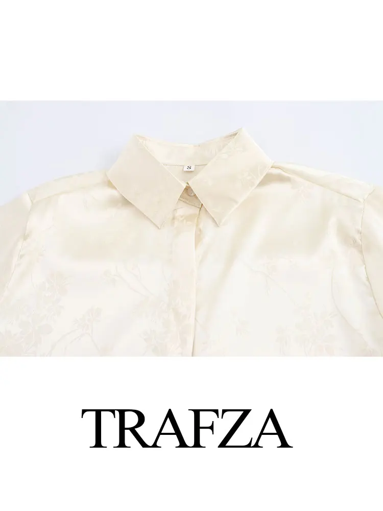 Женский жаккардовый брючный костюм TRAFZA рубашка с длинным рукавом и длинные брюки