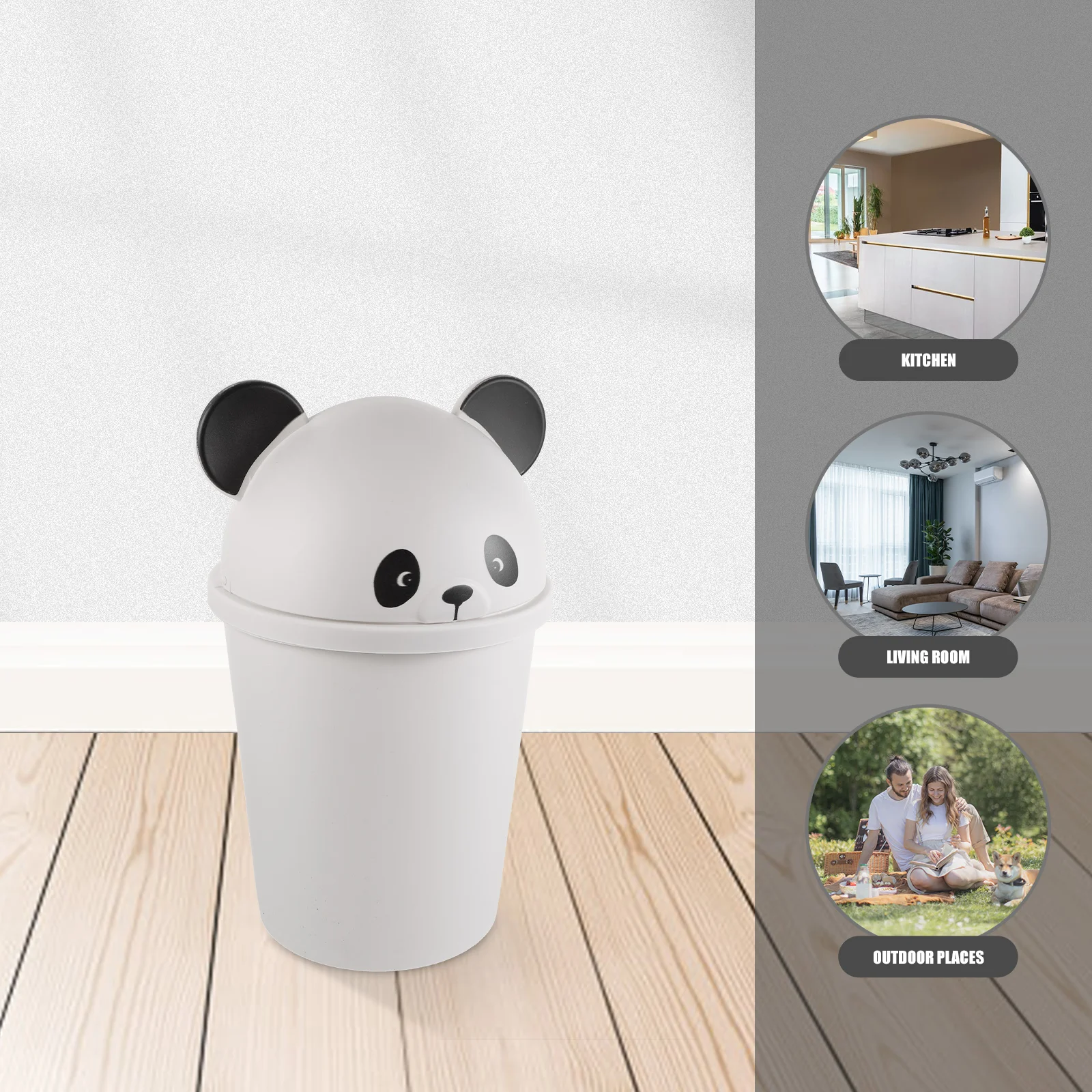 Мусорный бак с пандой на открытом воздухе крышкой автомобильный мусорный для