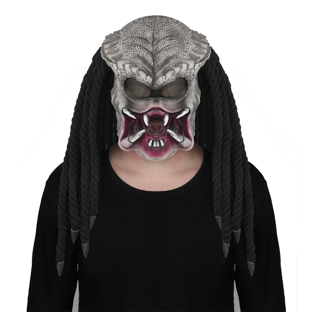 

Alien vs. Predator Mask Polyester Weaving Braids Horrific Monster Latex Headgear Costume Party Halloween Cosplay Prop