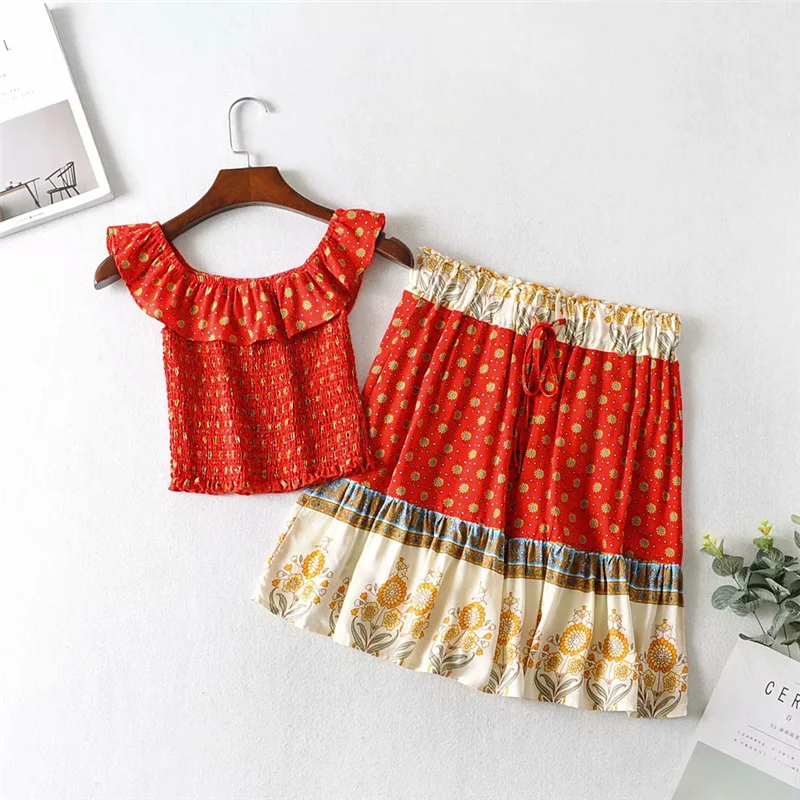 Женский костюм из двух предметов винтажный шикарный Топ без бретелек с открытыми