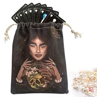 tarot card storage bag velvet print drawstring bag home accessories gift tarot storage organizer bags