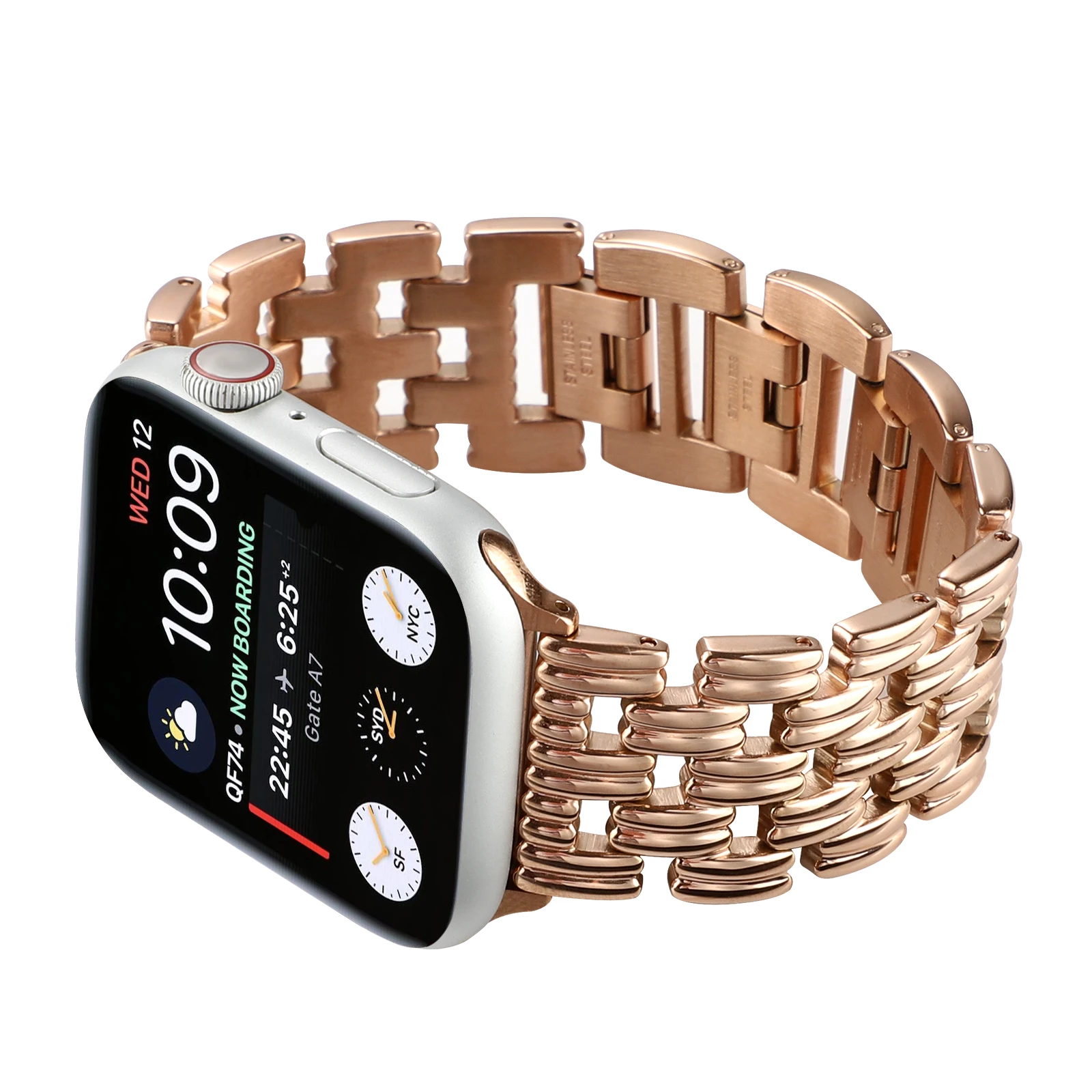 Strap for Apple Watch bracelet Fashion hollowed out Stainless Steel band for 49mm45mm44mm42mm41mm40mm38mm steel srap for Iwatch enlarge