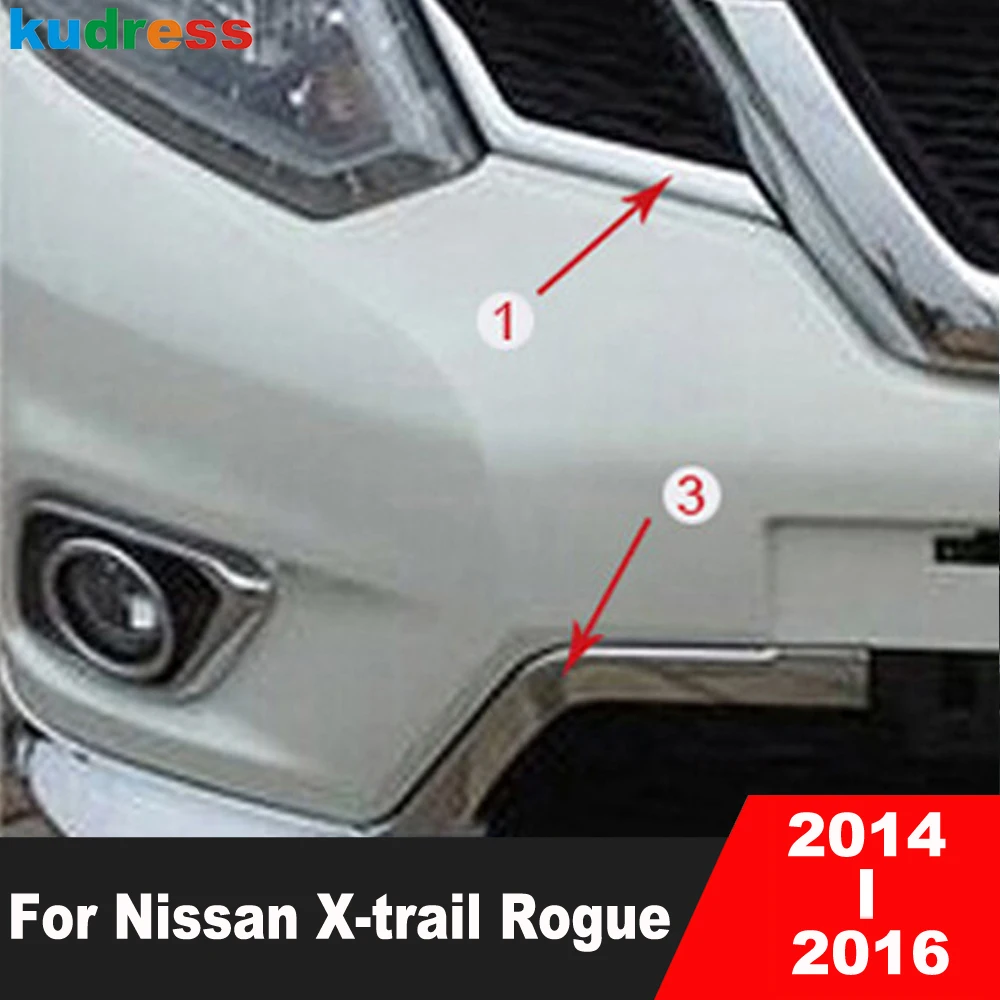 

Front Grille Grills Cover Trim For Nissan Rogue X-Trail T32 2014 2015 2016 ABS Chrome Racing Grill Molding Strip Car Accessories