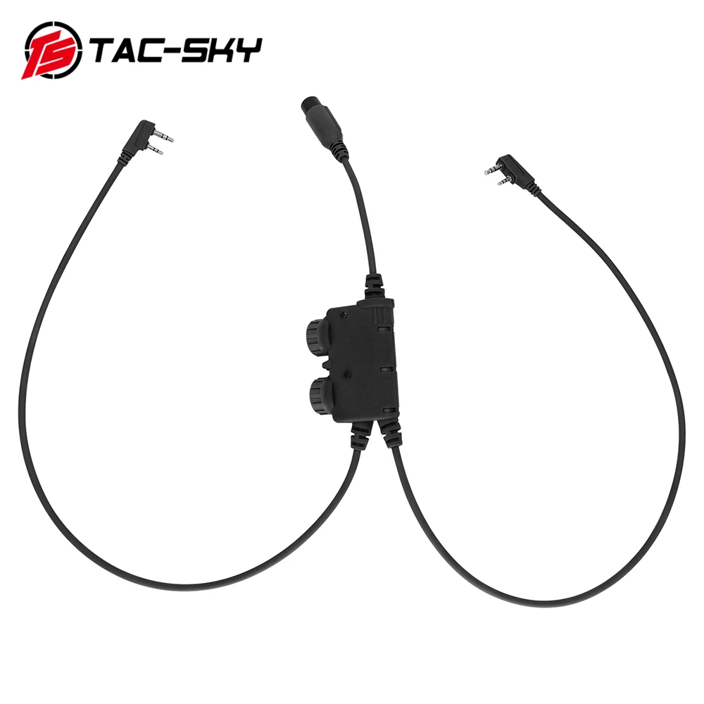 TS TAC-SKY Tactical Headset RAC PTT to PTT Compatible with Baofeng UV5R Tactical Walkie Talkie Kenwood Plug