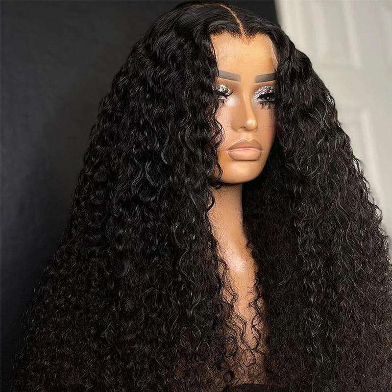 

180 Density 26 inch Long Black Kinky Curly Lace Front Wig For Black Women Baby Hair Synthetic Hair Daily Cosplay Glueless Wig