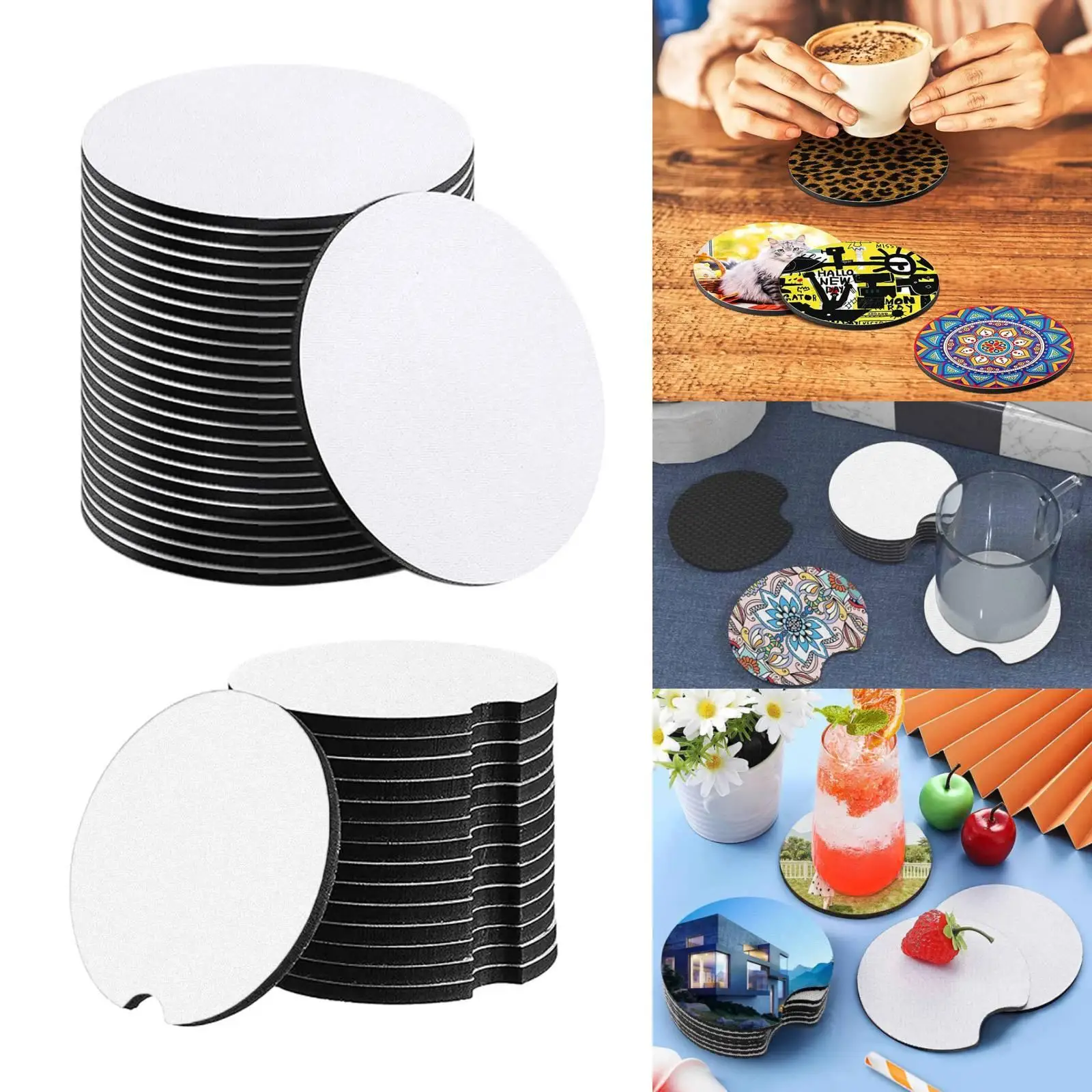 

40 X Neoprene Blank Sublimation Coasters 7cm Round Non- Bottom