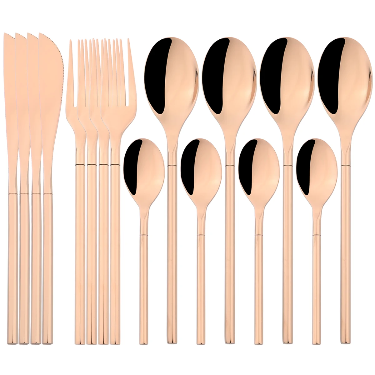 

High Quality 16Pcs Rose Cutlery Set 304 Stainless Steel Dinnerware Knife Fork Spoons Tableware Silverware Party Kitchen Flatware
