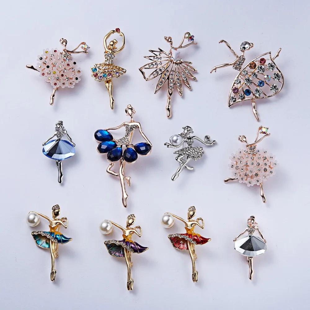 

RINHOO Gymnastics Girl Flower Dancer Crystal Brooches for Women Cute Pin Bijouterie High Quality Corsage Fashion Wedding Jewelry