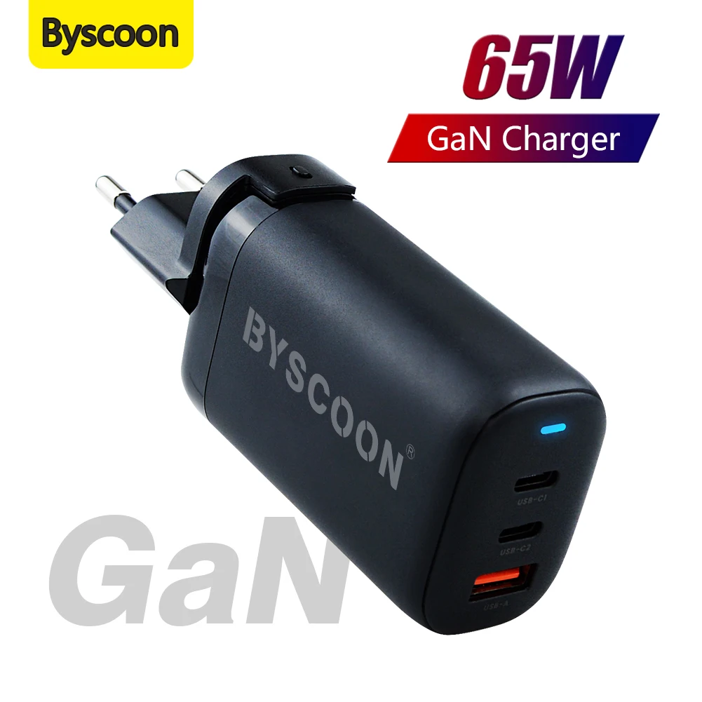 

Byscoon GaN Charger 65W QC 4.0 PD Quick Portable Chargers Dual Type C 60W 3A Fast Charge Cable For Xiaomi Redmi 9 10 Mi 11 Ultra