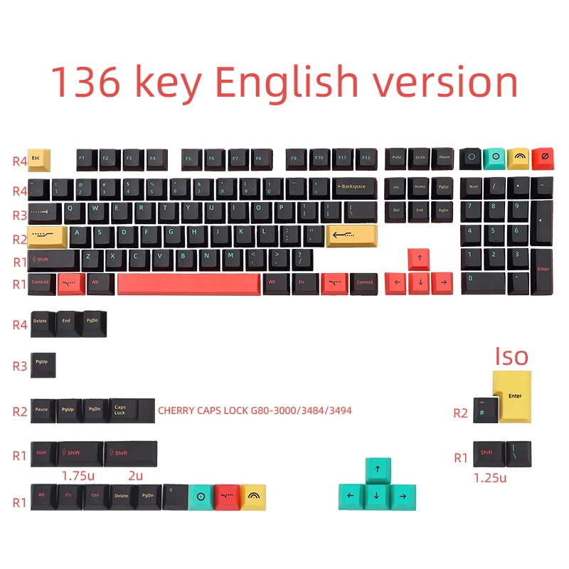 

136 Keys/set Metropolis Customized keycaps Cherry Profile PBT Key Caps For MX Switch Mechanical Keyboard Dye Sub ISO keycap