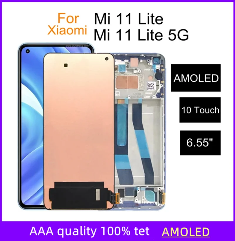 

AMOLED For XIAOMI Mi 11 Lite 5G/M2101K9AG LCD Display Touch Screen Digitizer Replacement For Mi11 Lite M2101K9G LCD Display