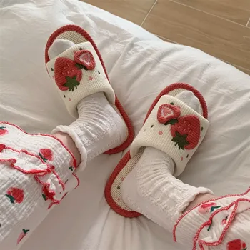 Kawaii Strawberry Plush Slippers 6