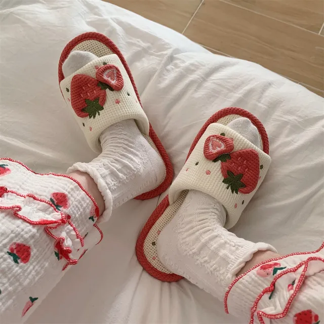 Kawaii Strawberry Plush Slippers 6