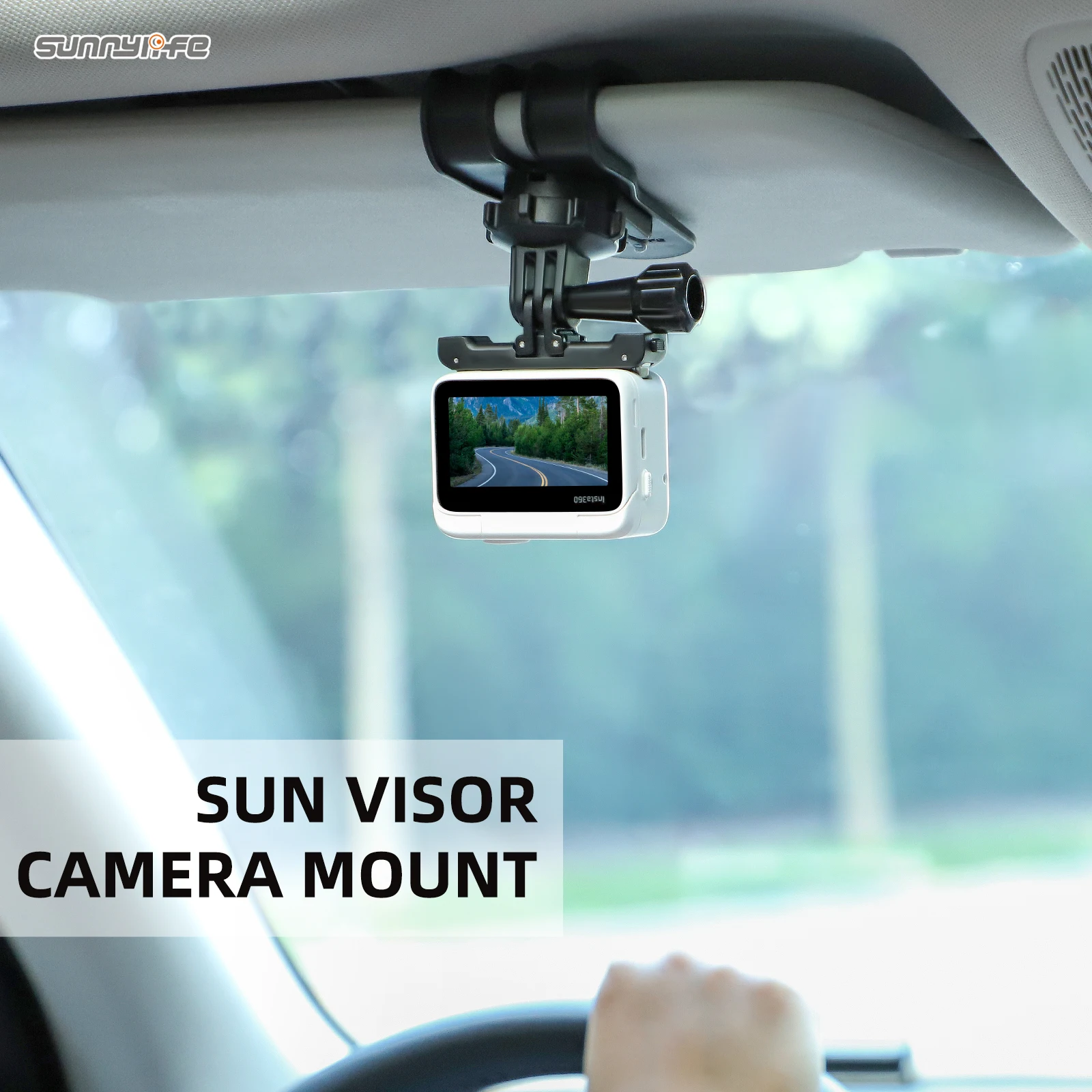 

Sunnylife Car Sun Visor Mount Action Camera Holder Cell Phone Vlog Mount 360°Rotating for Insta360 GO 3/360 X3/GoPro 11/Action 3