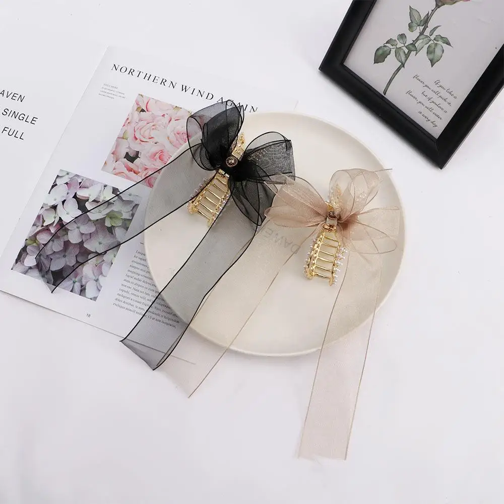 

Summer Hair Accessories Bow Acrylic Lace Ribbon Women Hair Claw Crabs Clip Headdress Korean Style Shark Clip