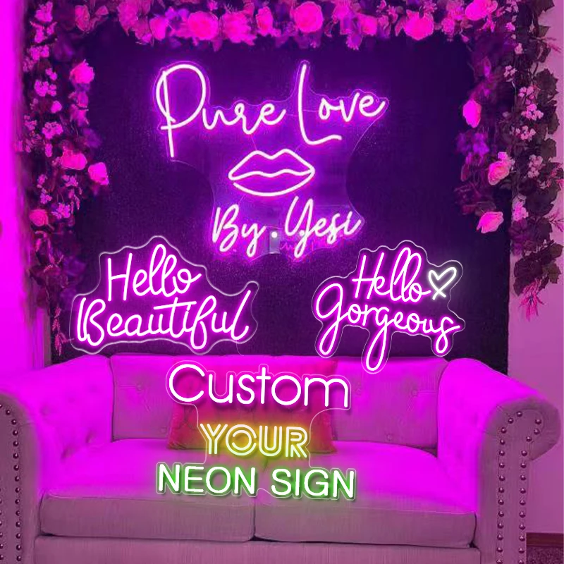 Custom Neon Sign Personalised LED Neon Sign Light Business Logo Name Birthday Party Wedding Decoration Room Wall Night Lamp Néon