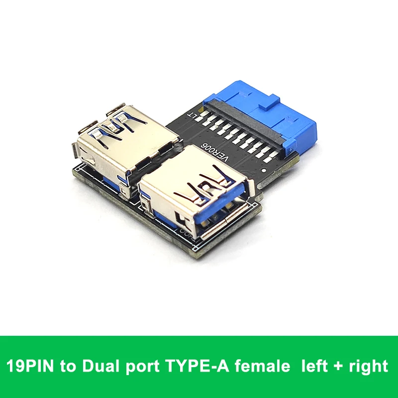 19Pin на Type C двойной USB A гнездовой передний разъем конвертер USB3.2Gen1 3 0 адаптер