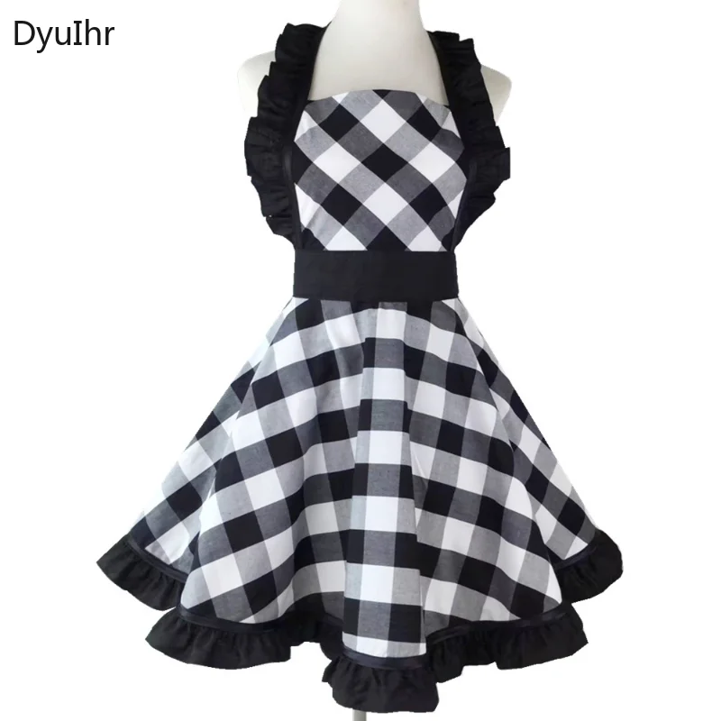 

Фартук женский клетчатый в стиле ретро, хлопковый аксессуар для дома и кухни, принадлежности для уборки, рабочая одежда, комбинезон