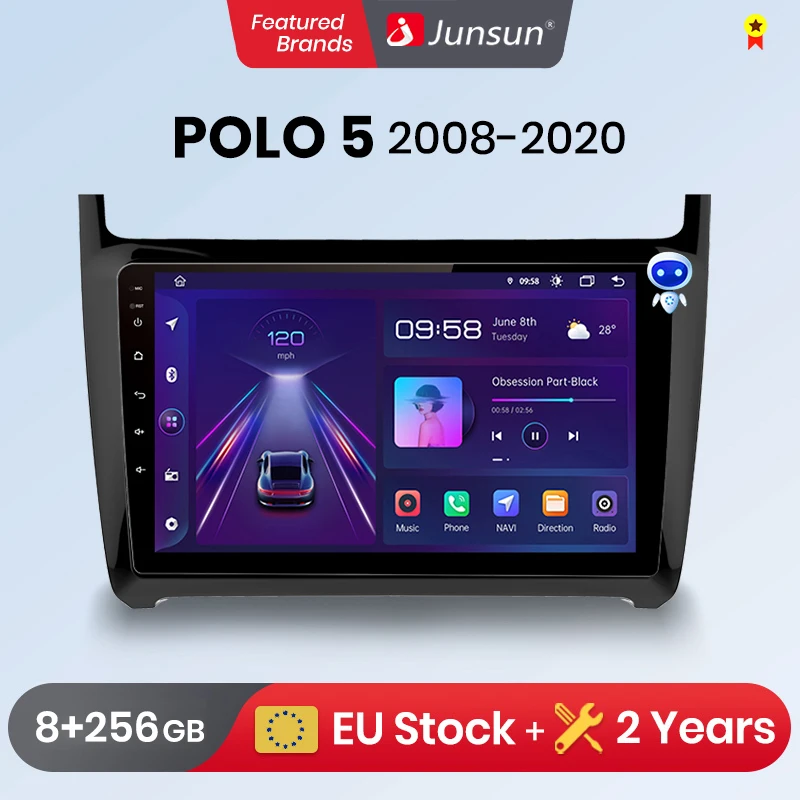 Автомагнитола Junsun V1pro с голосовым ии 2 din Android для VW POLO 5 Седан 2008- 2020 - купить по