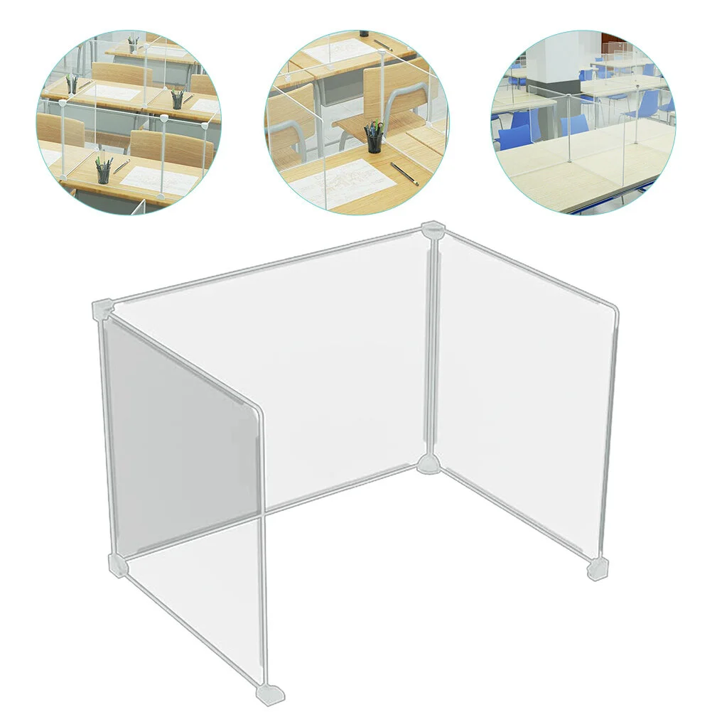 

3 Pcs Transparent Partition Sneeze Guard Desk Table Divider Sheer Panels Baffle Screen Plastic Board Barrier Student