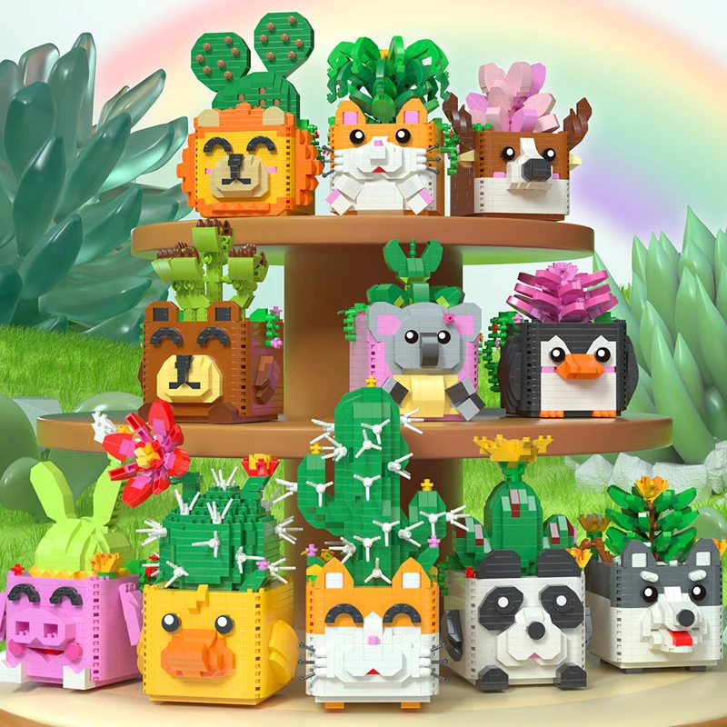 

Blocks Gift Flower Plant Diy Vegetation Educational Buildings Garden Bouquet Pot Bricks Succulents Children Model Toys MOC For