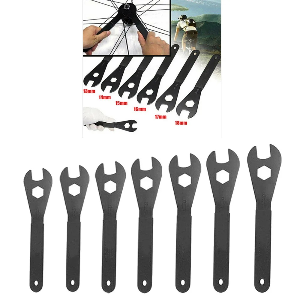 

7 Pieces Bike Hub Cone Wrench Professional Bikes Accessories Axle Spanners Pedal Headset Hubs Spanner Maintenance Tool