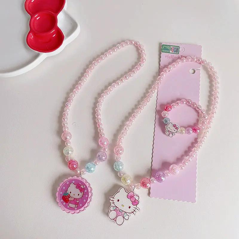 

Hello Kitty Makeup New Children's Color Changing Acrylic Bead Necklace Bracelet Ornament