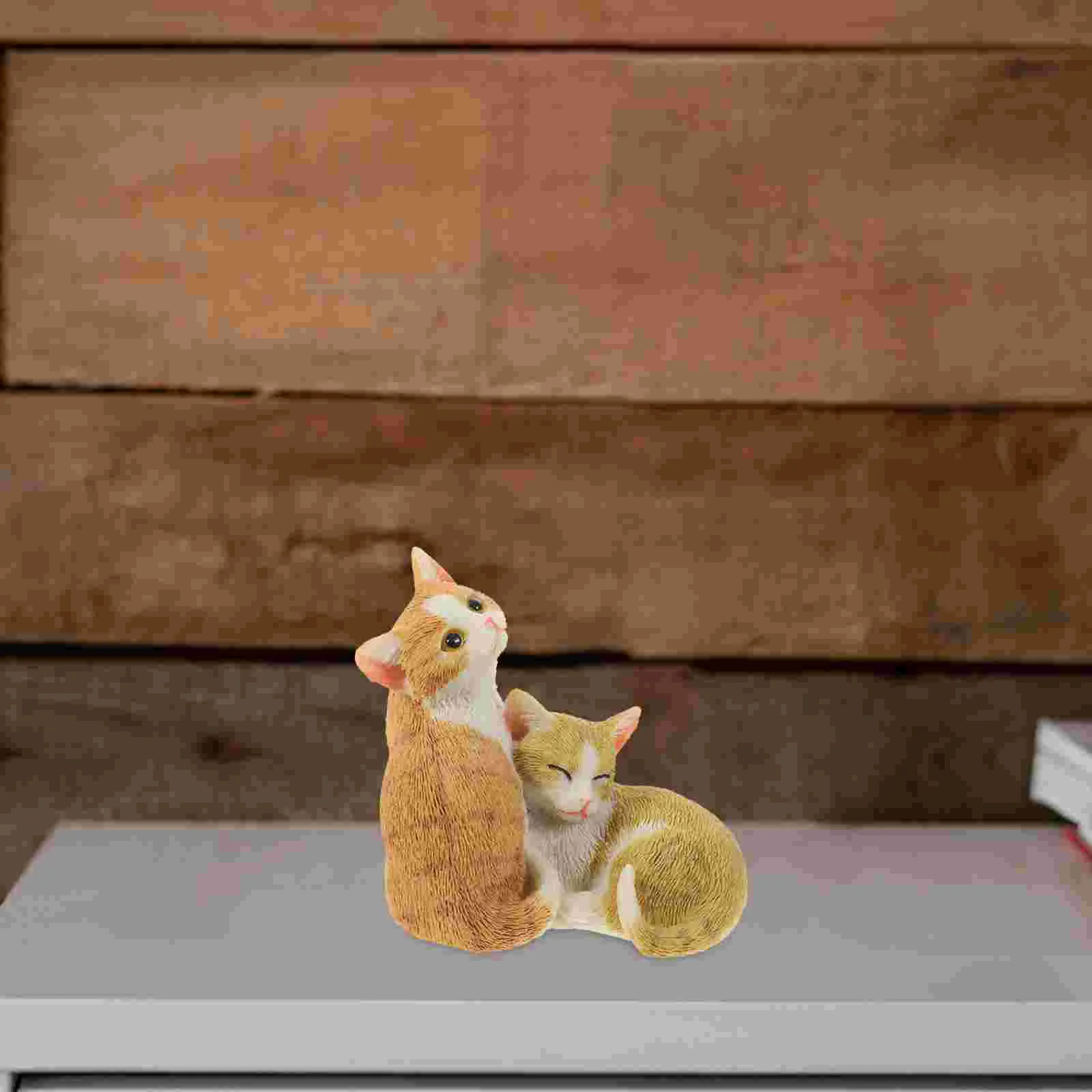 

Adorable Cat Decor Resin Figurine Statue Lawn Decorative Lifelike Mini Miniature Decoration Home Crafts