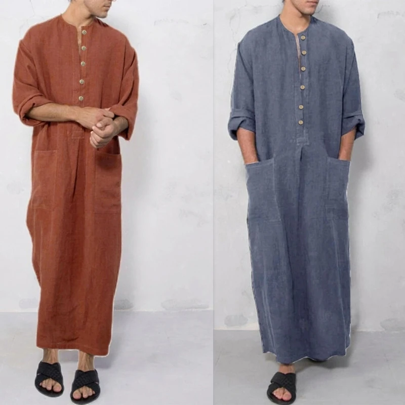 Muslim Kaftan Middle East Jubba Thobe Traditional Stand Collar Muslim Clothing