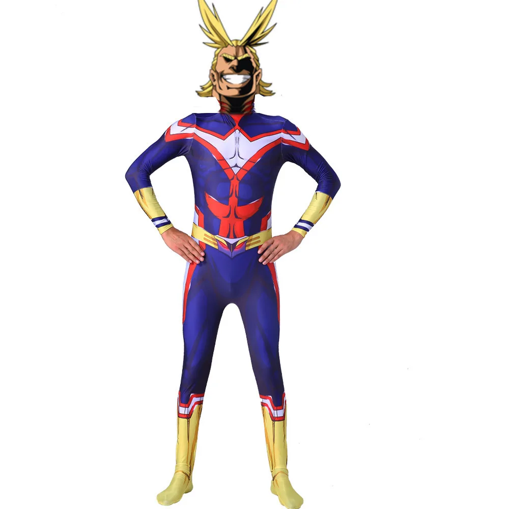 

Halloween My Hero Academia All Might Cosplay Jumpsuit Costume BNHA Superhero Bodysuit Adults Kids Zentai Second Skin Suit