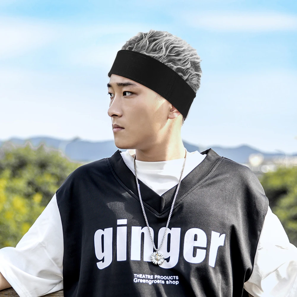 

Retro Hip Hop Hats Cotton Fake Hair Melon Beanie Wig Men Women Beanie Wig Hat Hat Funny Cotton Caps Cosplay Props