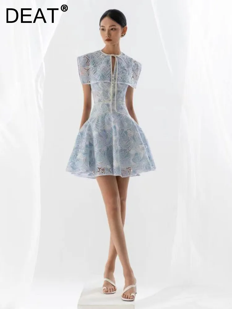 

Женское платье с круглым вырезом DEAT, однобортное Повседневное платье без рукавов, с вышивкой, на шнуровке, 13 дб1525, лето 2023