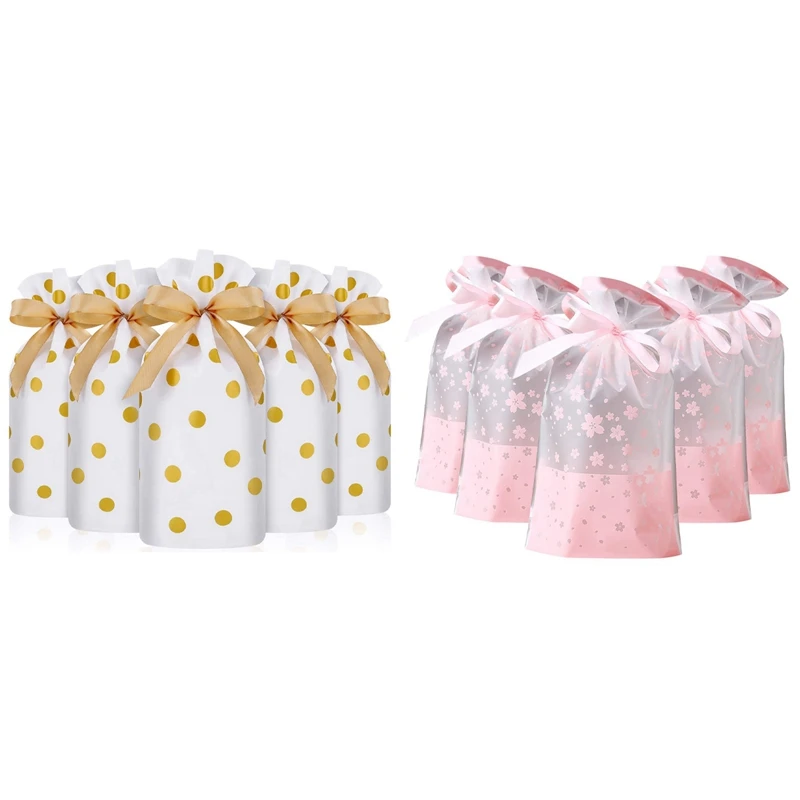 

100 Pcs Treat Bags With Drawstring Candy Bags, Gold & Pink