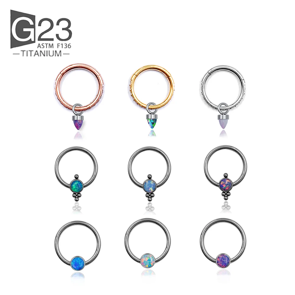 

Opal Pendant Nose Ring Stainless Steel Nose Hoop Earrings For Women Nipple Piercing Body Decoration Ladies Ladies Jewelry Gifts