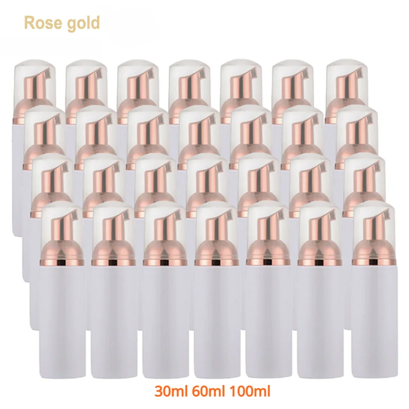 14/30/50pcs Plastic Foam Dispenser Foam  Eyelashes Cosmetic Bottle Pump Bottle Empty Face Bottle Cleaner Soap Rose Gold