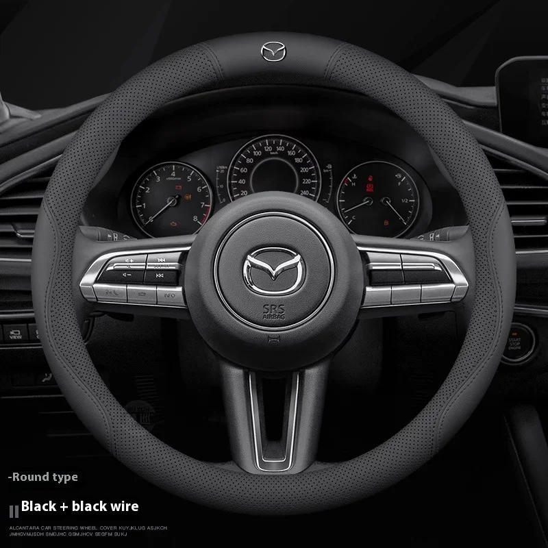 

Mazda 3 5 6 SKYACTIV Axela Atenza CX30 CX50 CX5 CX7 CX8 CX9 MX5 RX8 BT50 Кожаный противоскользящий автомобильный чехол на руль, аксессуары