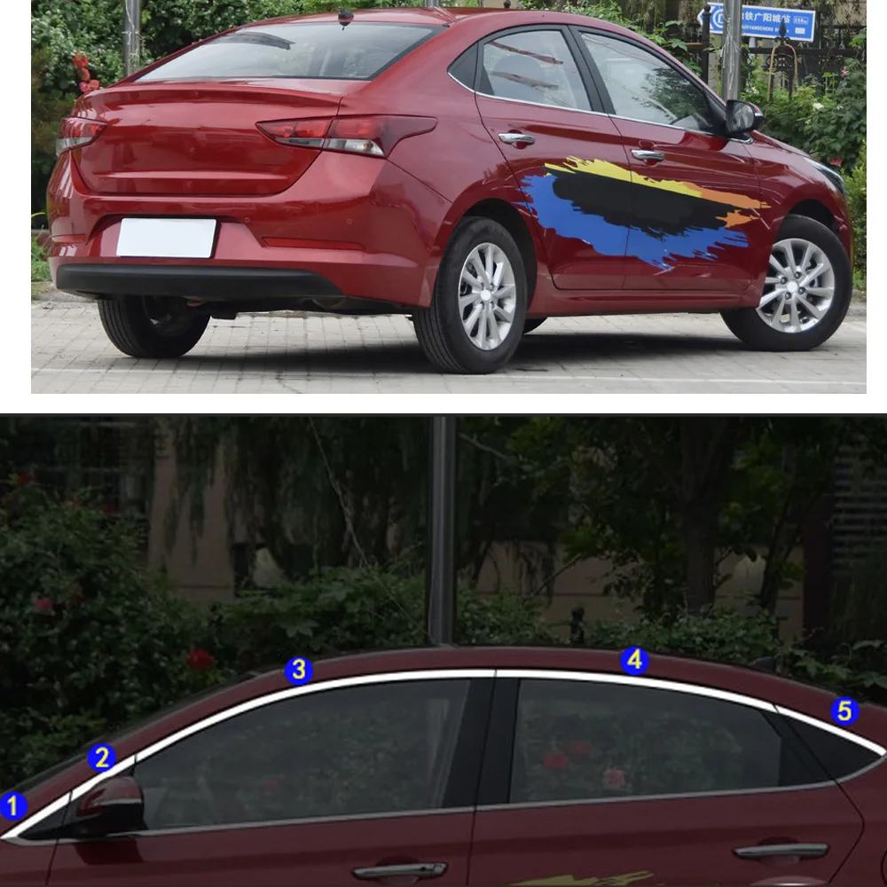 

Стайлинг автомобиля из нержавеющей стали, наклейка, украшение, столб, окно, средняя полоса, отделка рамы, капоты для Hyundai VERNA Sedan 2017-2021