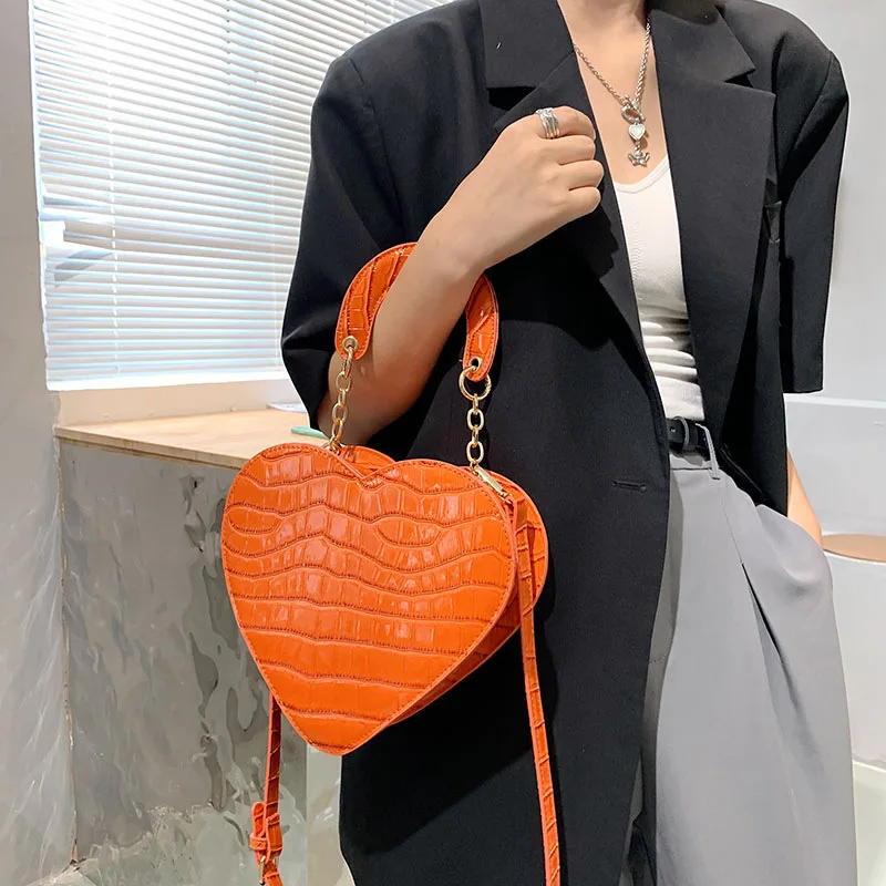 

Cute Heart Shaped Design Purses and Handbags for Women Kawaii Girls Shoulder Bag Female Designer Crossbody Bags Clutch Leather