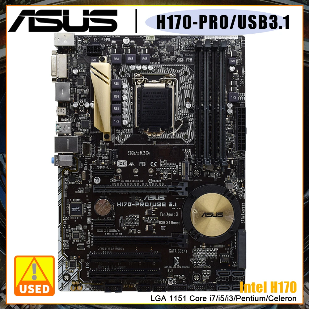 

ASUS H170-PRO Motherboard with Intel H170 Chipset LGA1151 CPU socket Supports Intel 14nm Processor Core i7/i5/i3/Pentium/Celeron