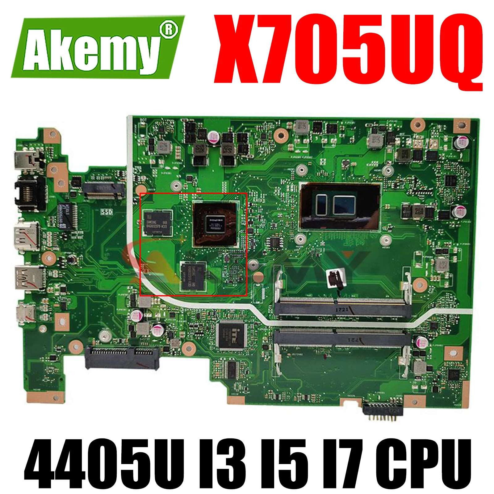

X705UQ Mainboard 4405U I3 I5 I7 CPU V2G-GPU for ASUS X705UV X705UB X705UN X705UW X750U X705UN X705UF Laptop Motherboard